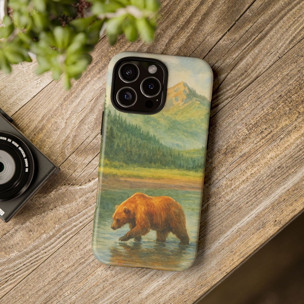 Scenic Bear Phone Case with, Tough & Protective Shell, Nature Lover Gift, Wildlife Art, Outdoor Adventure Accessory