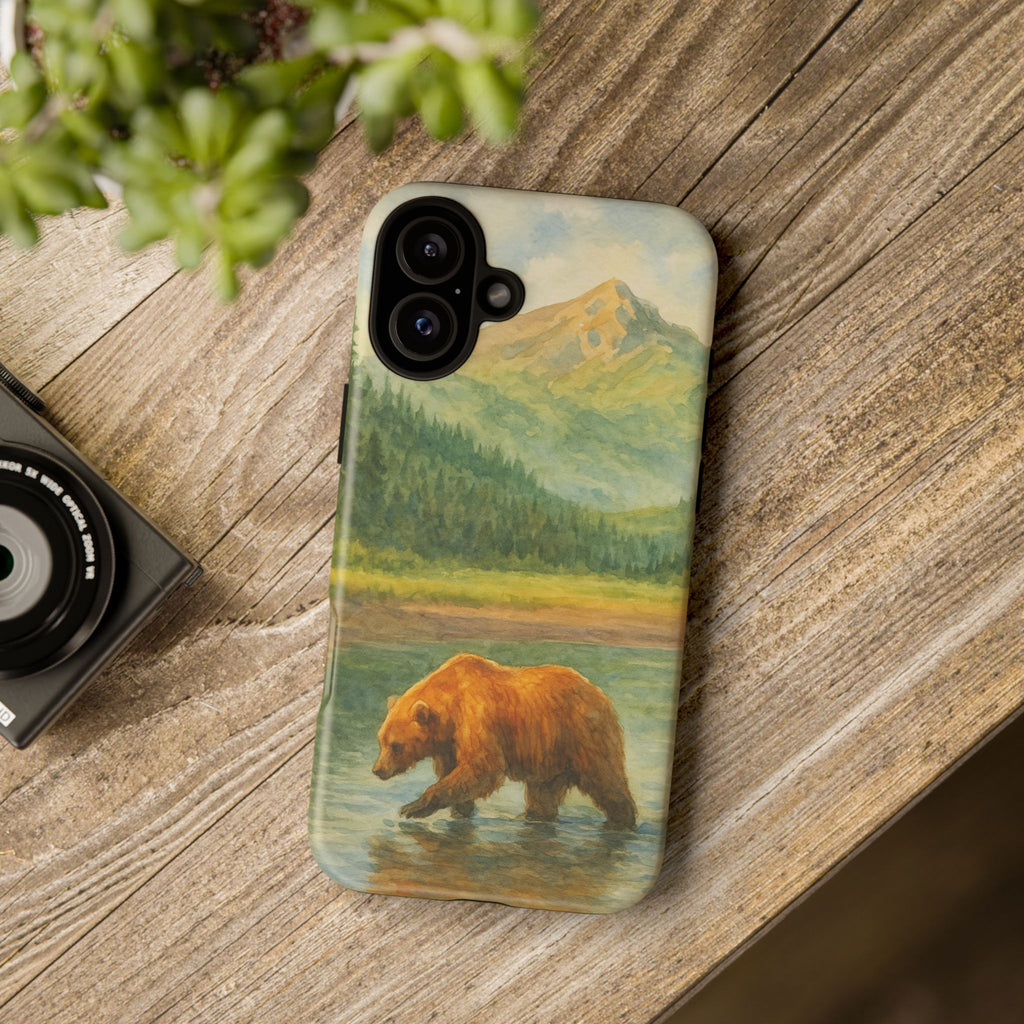 Scenic Bear Phone Case with, Tough & Protective Shell, Nature Lover Gift, Wildlife Art, Outdoor Adventure Accessory