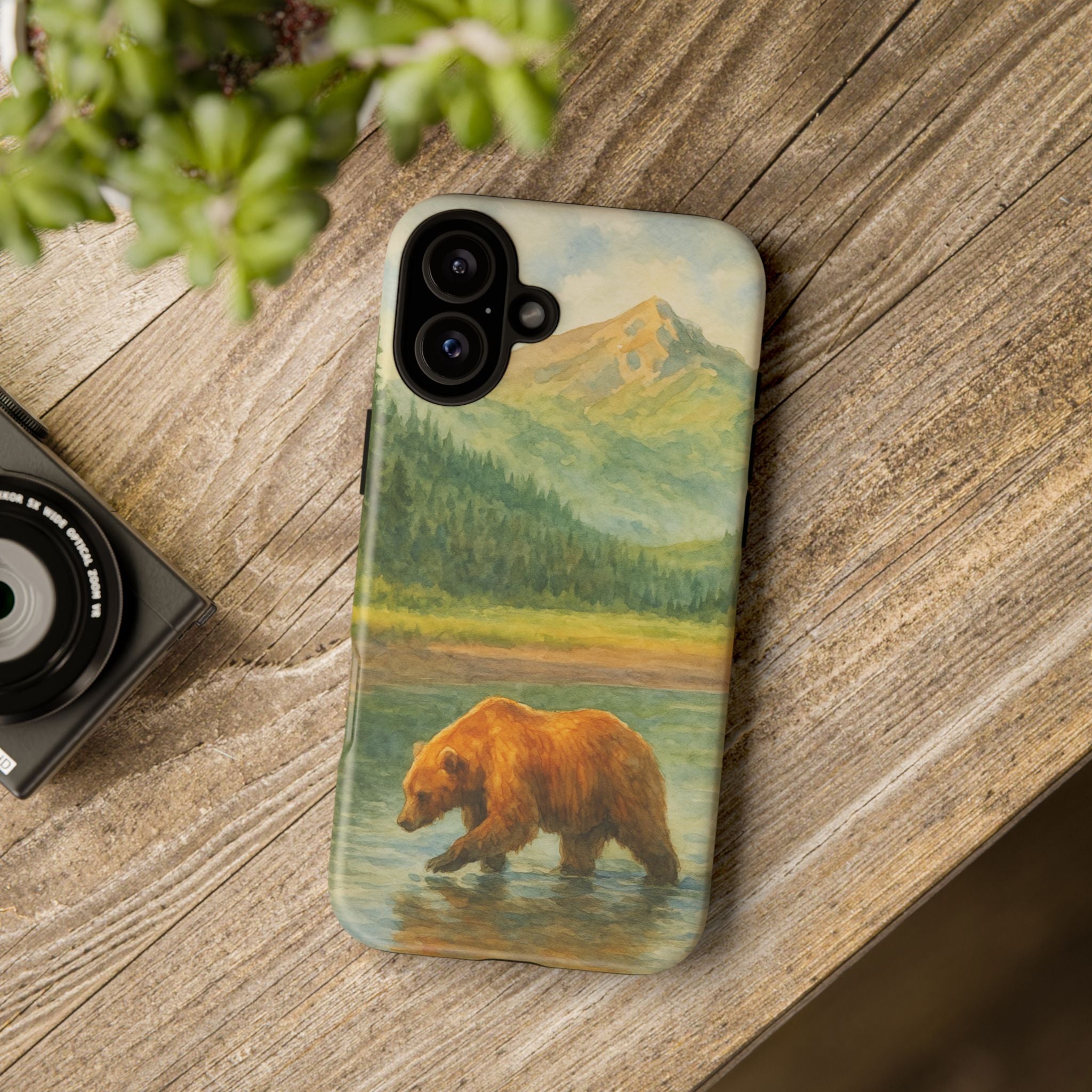 Scenic Bear Phone Case with, Tough & Protective Shell, Nature Lover Gift, Wildlife Art, Outdoor Adventure Accessory
