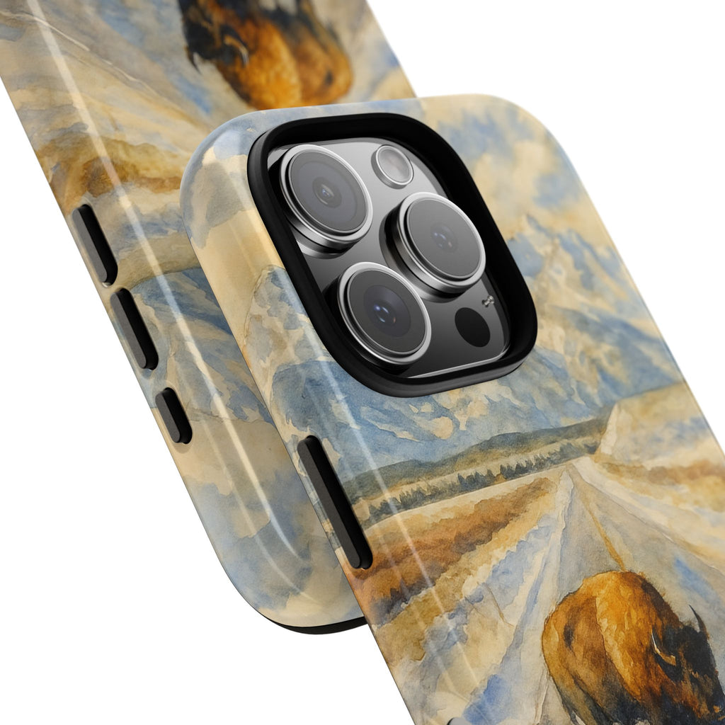 Grand Teton National Park Wild Bison Road Phone Case - Perfect Gift for Nature Lovers and Park Enthusiasts