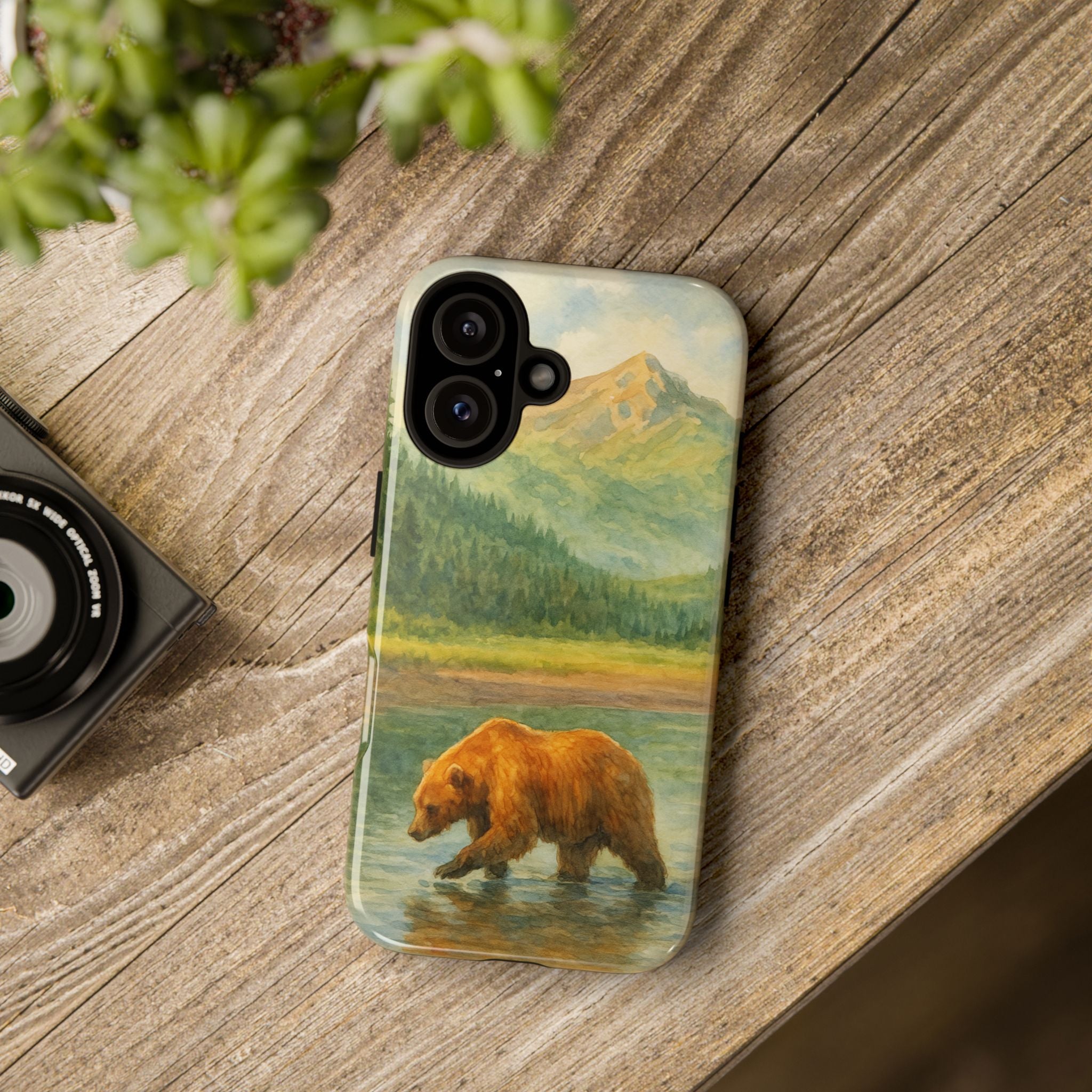 Scenic Bear Phone Case with, Tough & Protective Shell, Nature Lover Gift, Wildlife Art, Outdoor Adventure Accessory