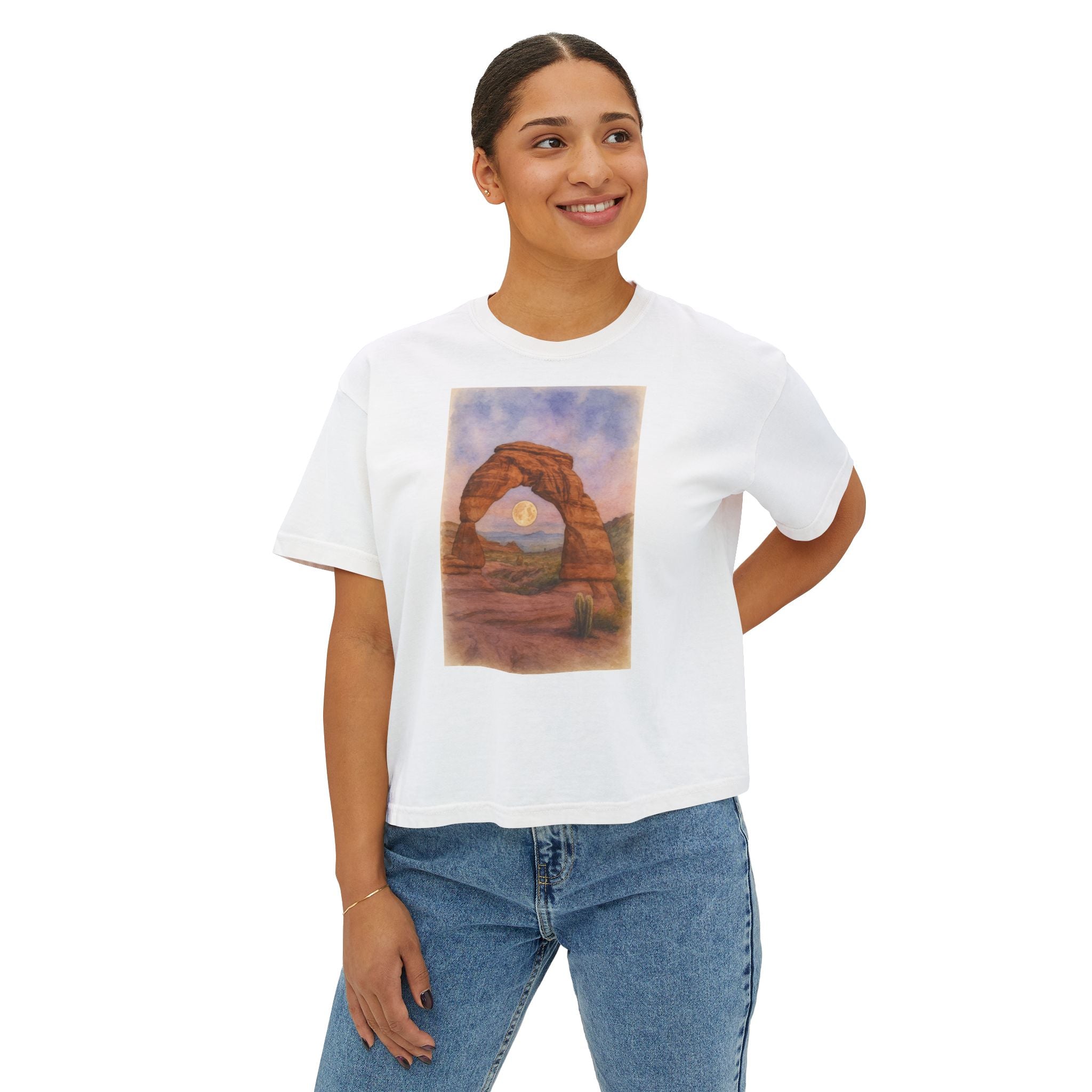 National Park Boxy Tee - Delicate Arch Design for Women