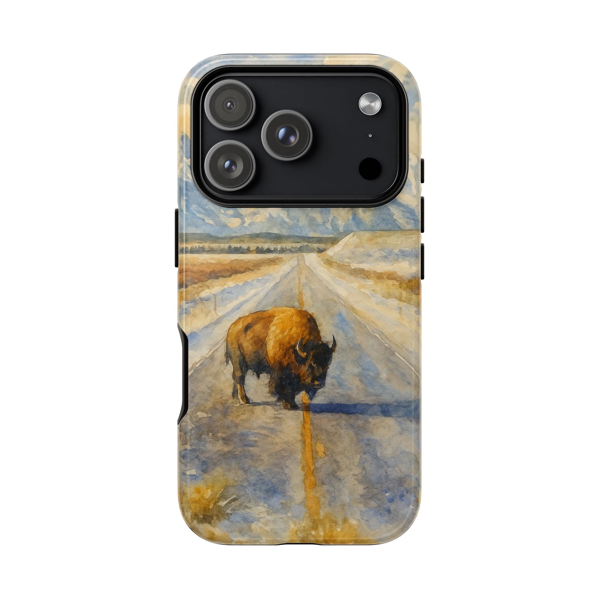 Grand Teton National Park Wild Bison Road Phone Case - Perfect Gift for Nature Lovers and Park Enthusiasts