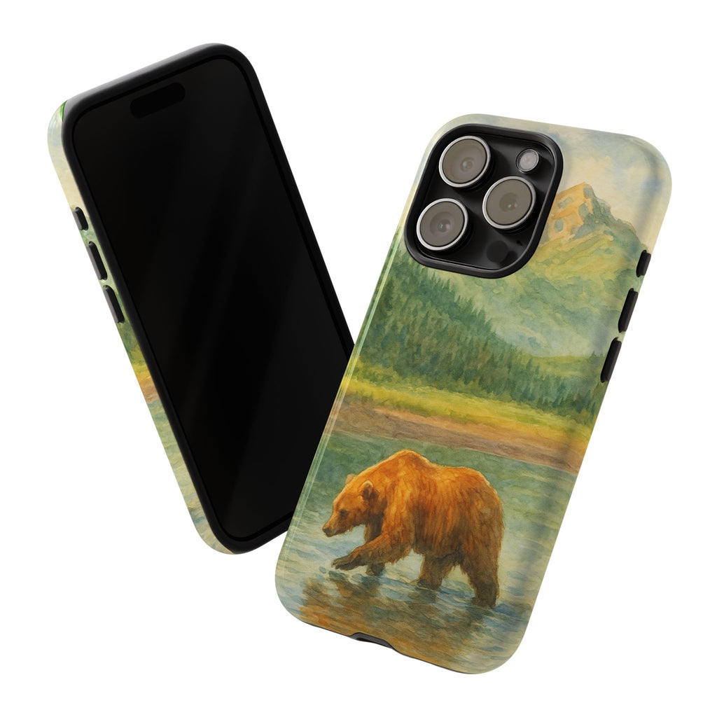 Scenic Bear Phone Case with, Tough & Protective Shell, Nature Lover Gift, Wildlife Art, Outdoor Adventure Accessory