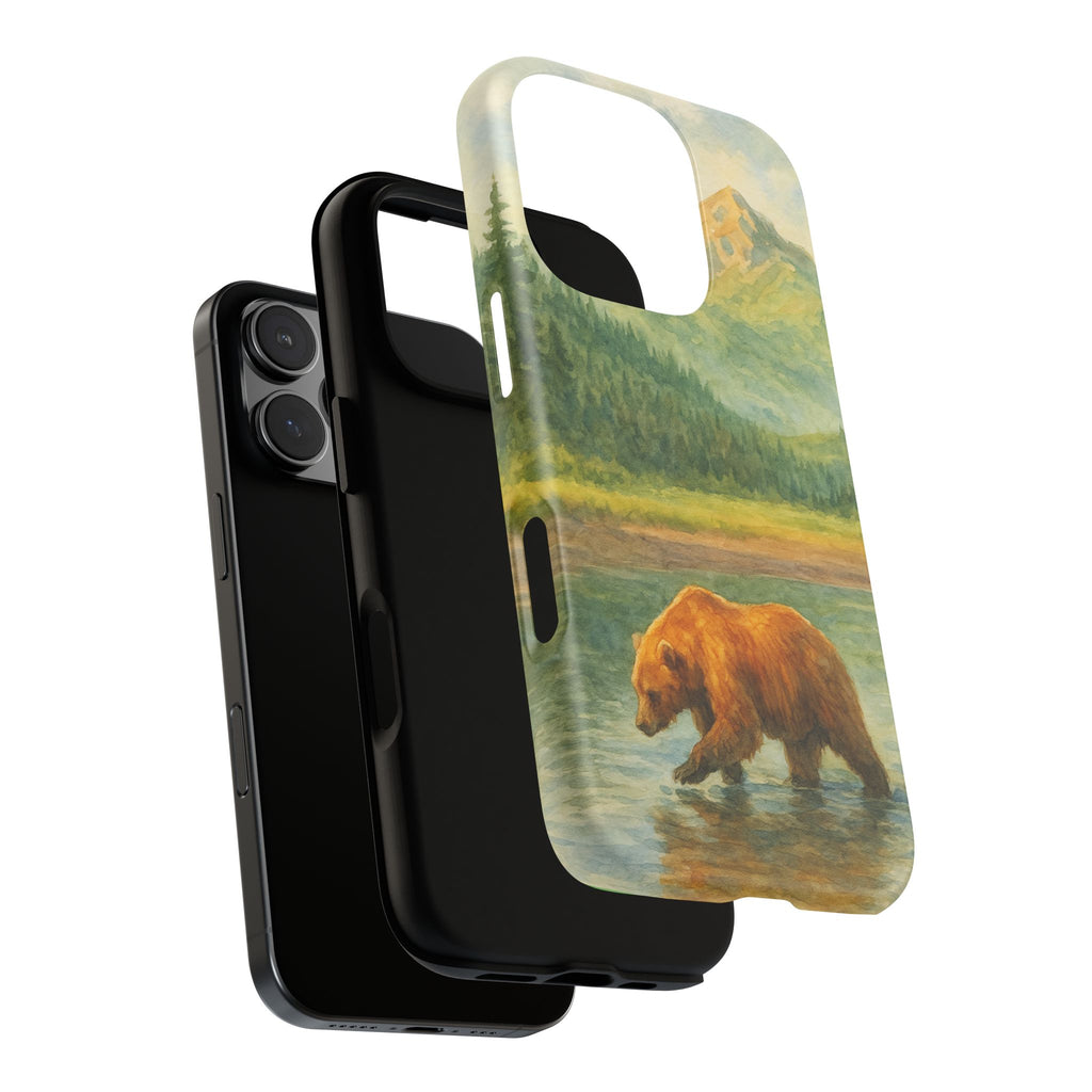 Scenic Bear Phone Case with, Tough & Protective Shell, Nature Lover Gift, Wildlife Art, Outdoor Adventure Accessory