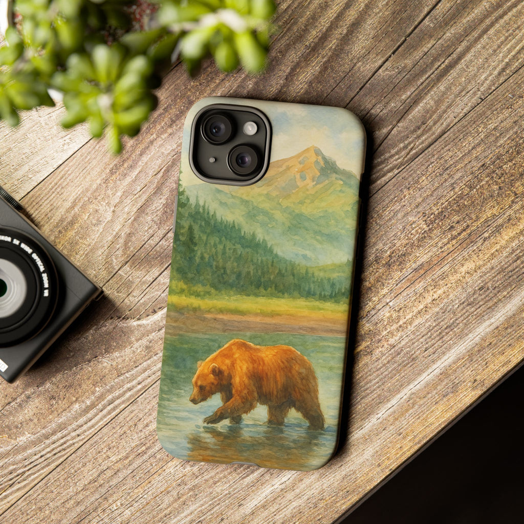 Scenic Bear Phone Case with, Tough & Protective Shell, Nature Lover Gift, Wildlife Art, Outdoor Adventure Accessory