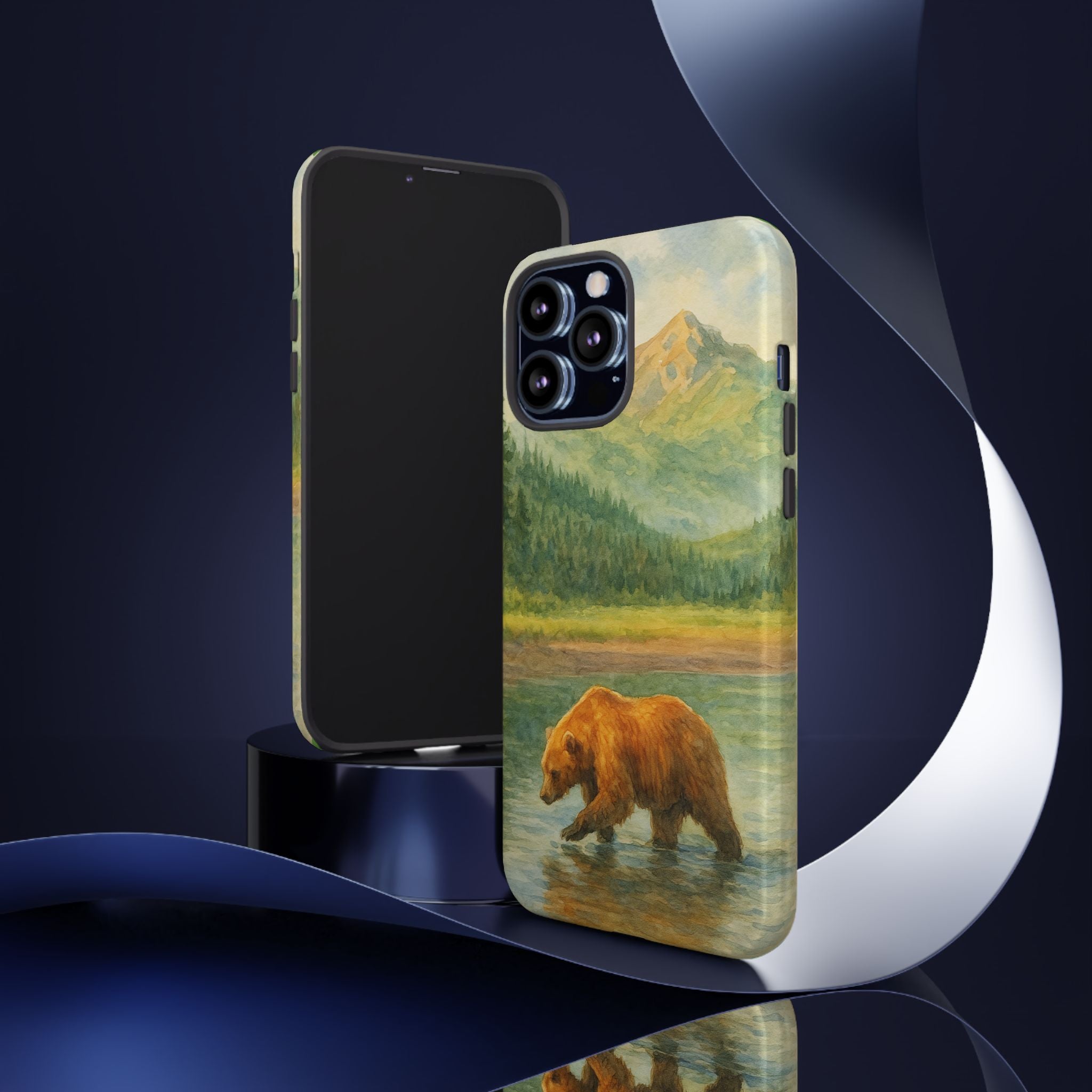 Scenic Bear Phone Case with, Tough & Protective Shell, Nature Lover Gift, Wildlife Art, Outdoor Adventure Accessory