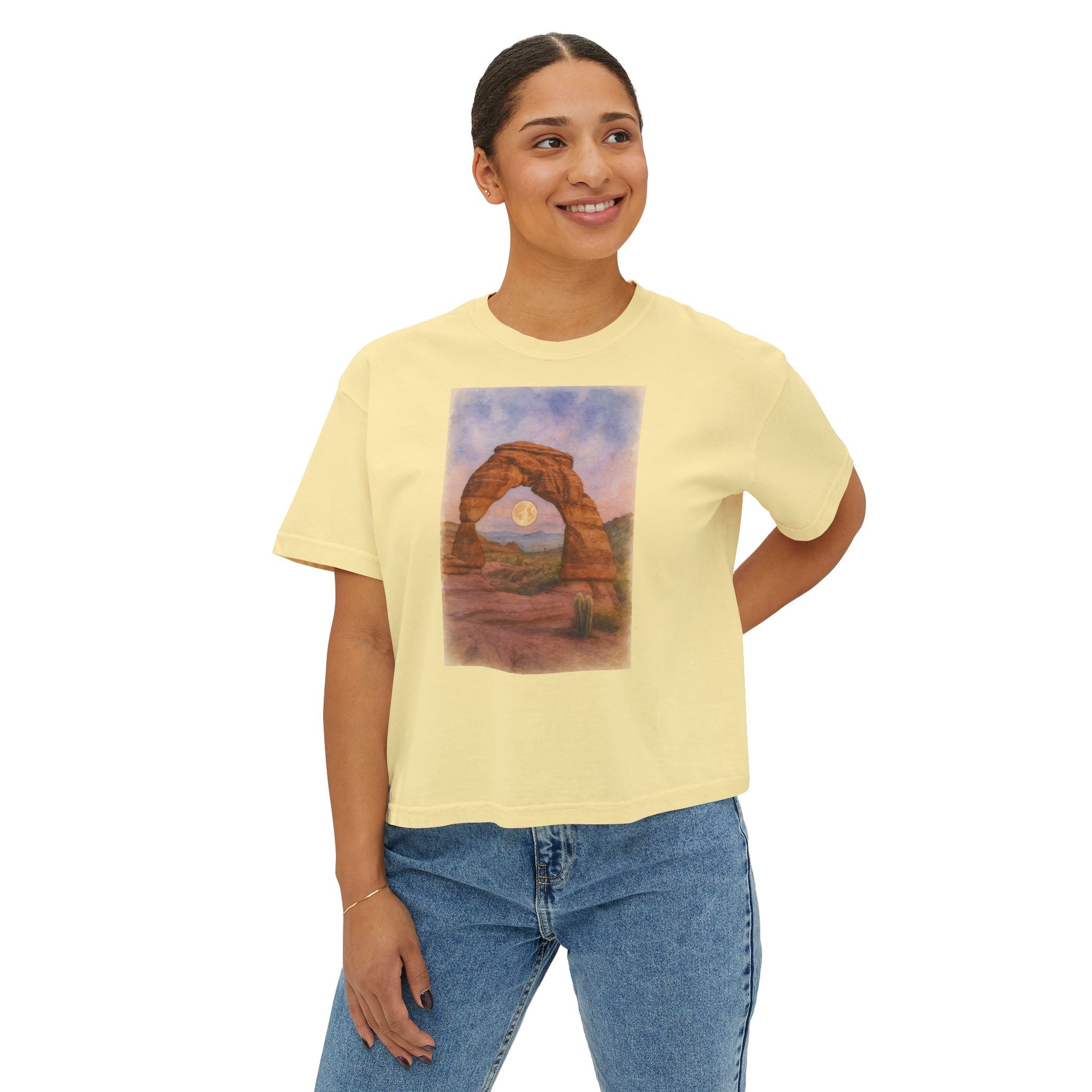 National Park Boxy Tee - Delicate Arch Design for Women
