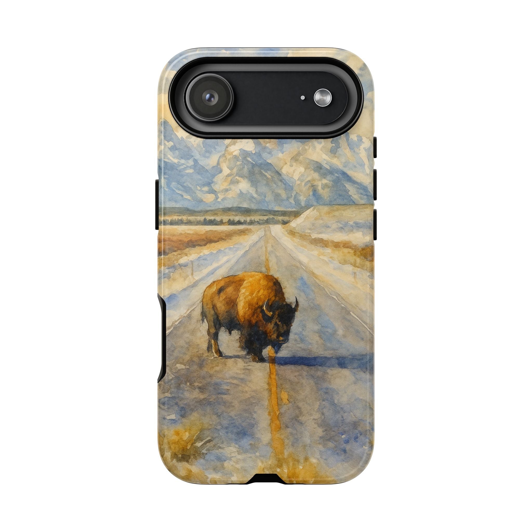 Grand Teton National Park Wild Bison Road Phone Case - Perfect Gift for Nature Lovers and Park Enthusiasts