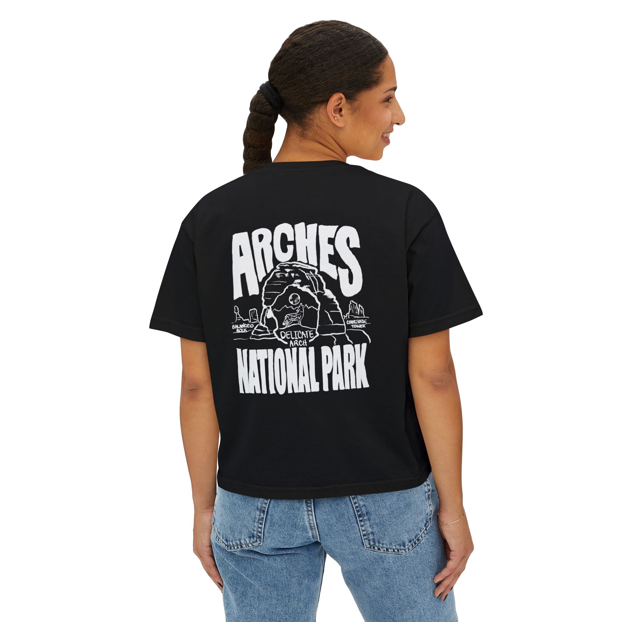National Park Boxy Tee - Delicate Arch Design for Women