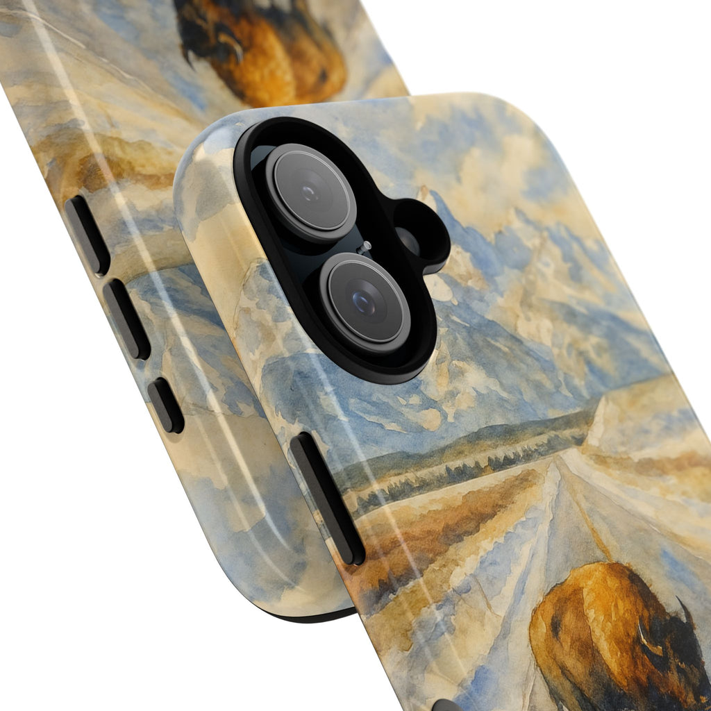 Grand Teton National Park Wild Bison Road Phone Case - Perfect Gift for Nature Lovers and Park Enthusiasts