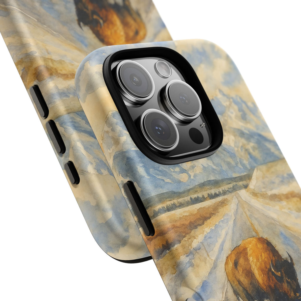 Grand Teton National Park Wild Bison Road Phone Case - Perfect Gift for Nature Lovers and Park Enthusiasts