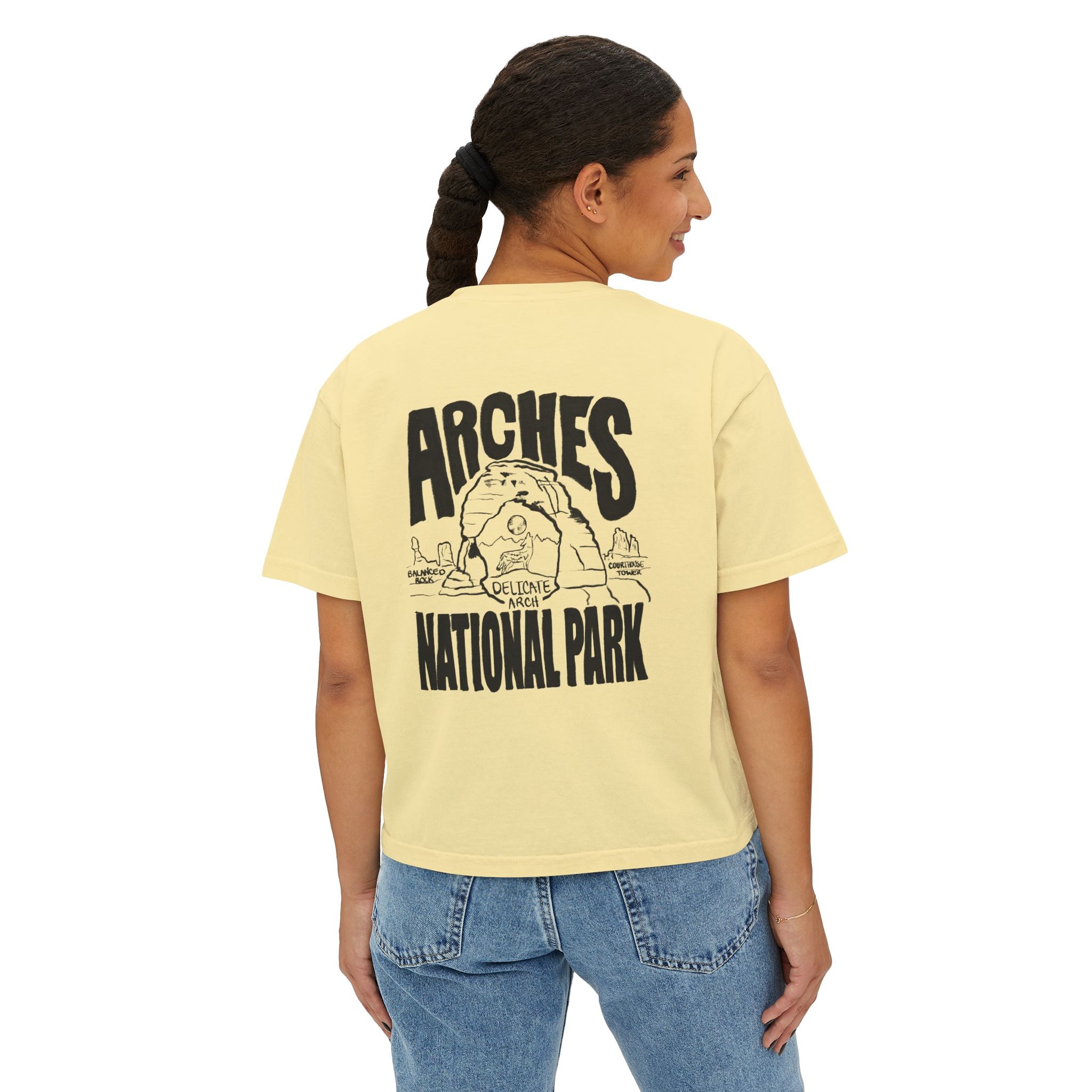 National Park Boxy Tee - Delicate Arch Design for Women