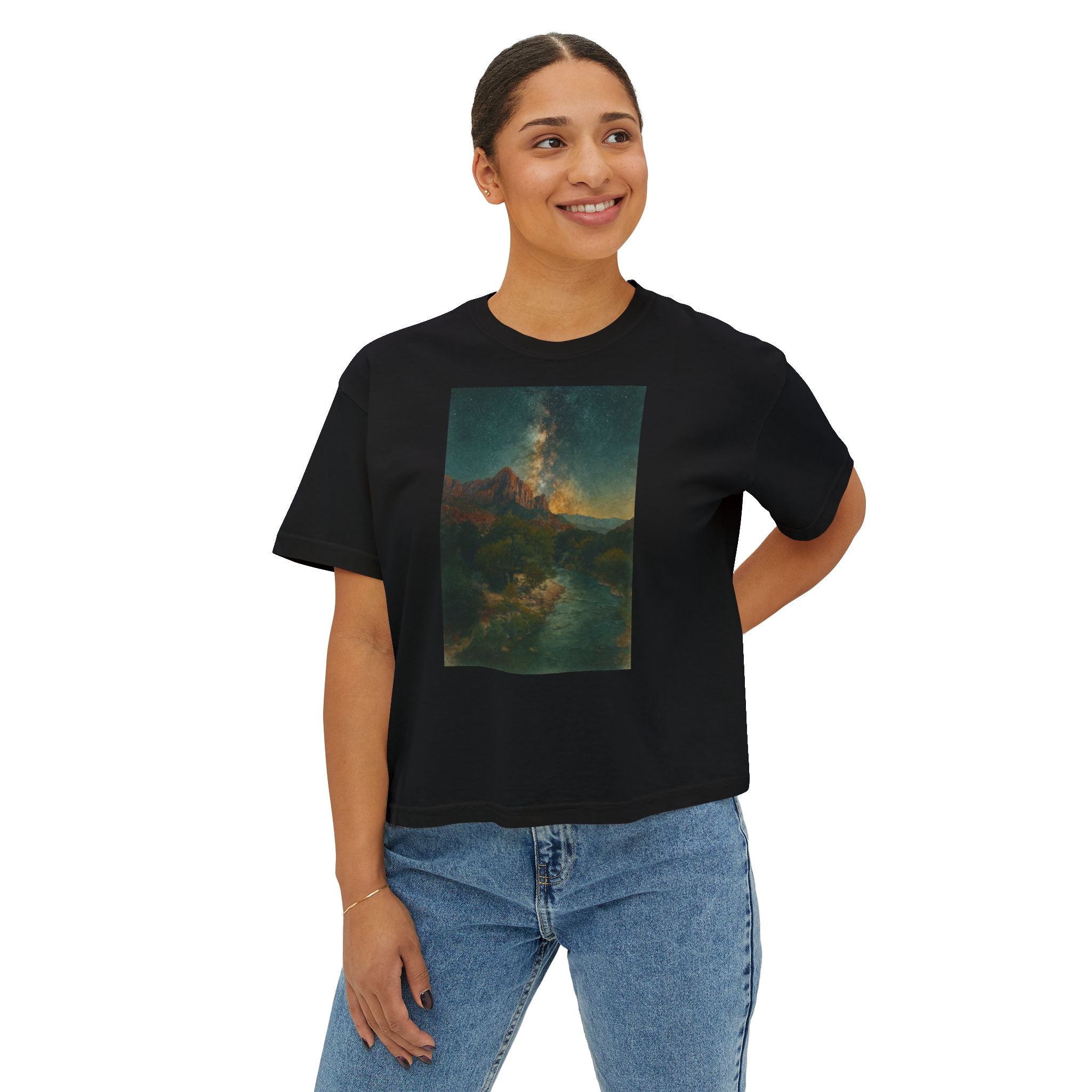 Zion National Park Galaxy Boxy Tee