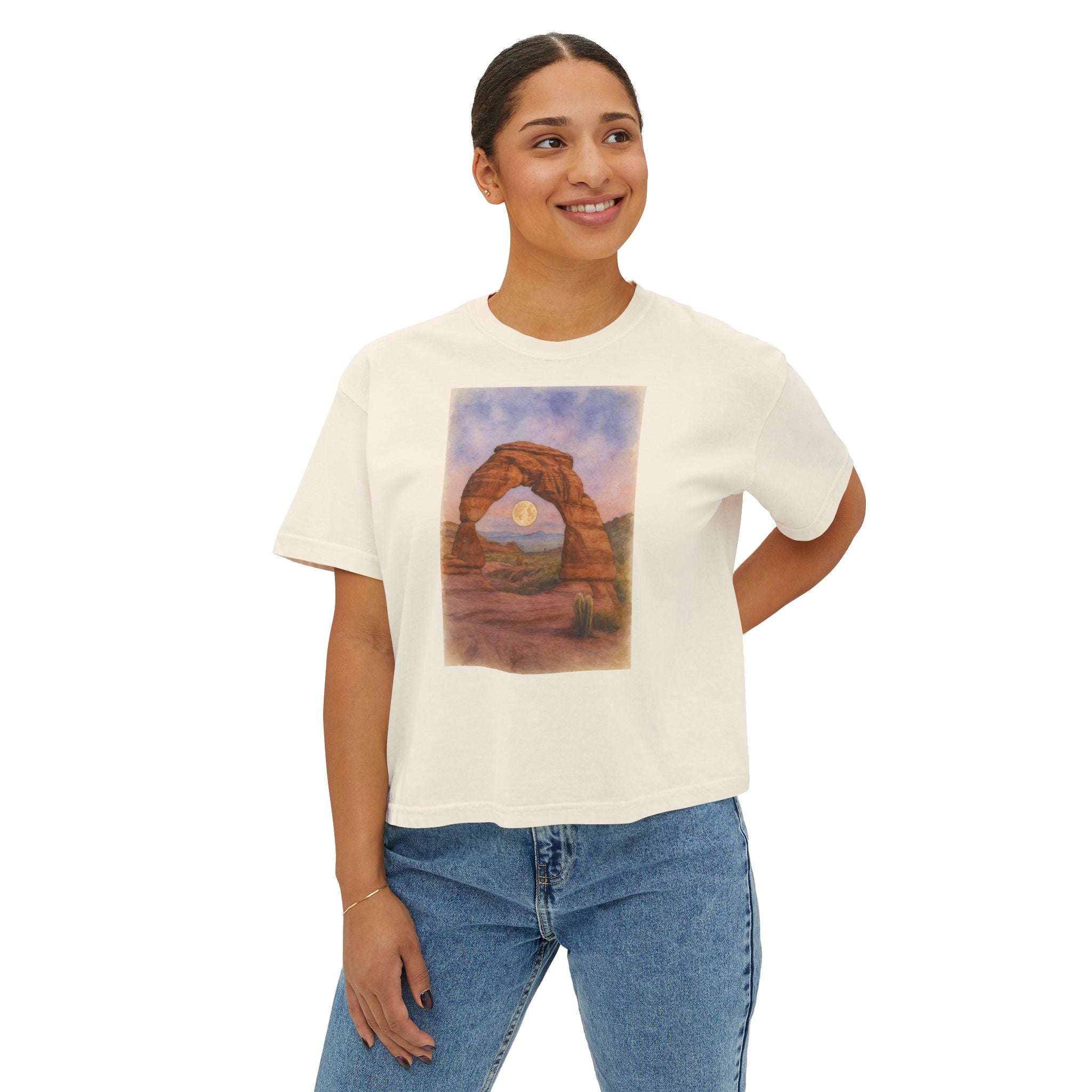 National Park Boxy Tee - Delicate Arch Design for Women