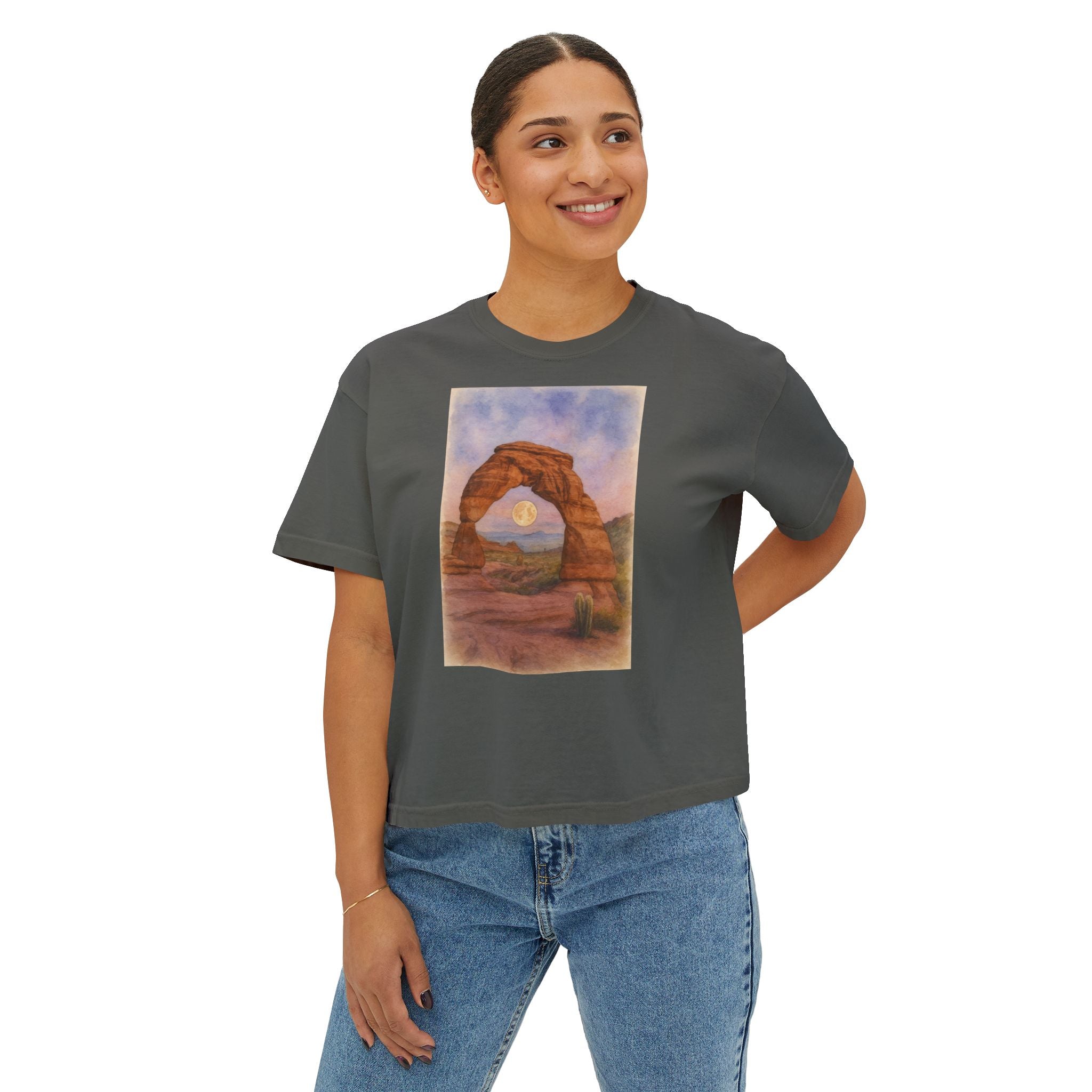 National Park Boxy Tee - Delicate Arch Design for Women