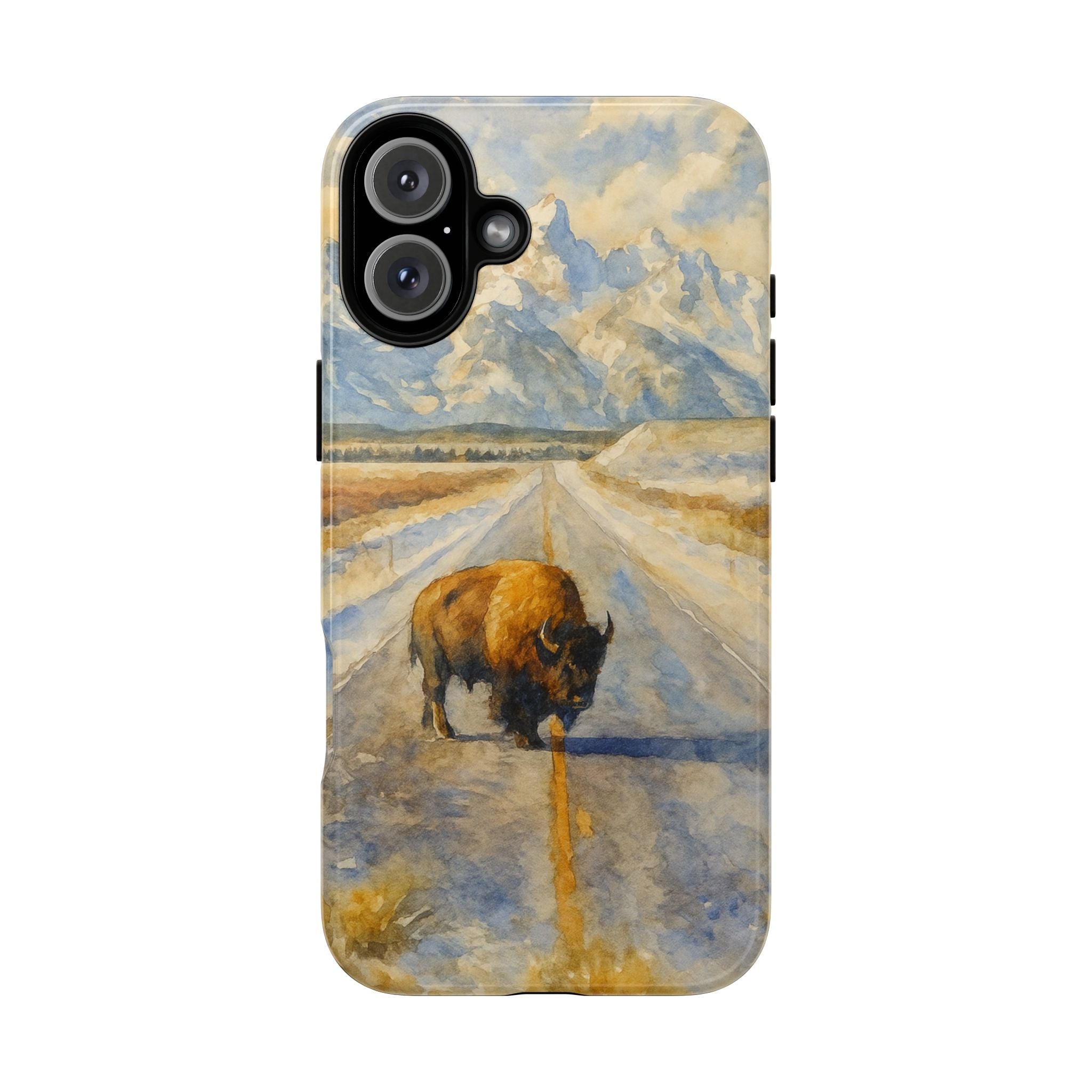 Grand Teton National Park Wild Bison Road Phone Case - Perfect Gift for Nature Lovers and Park Enthusiasts