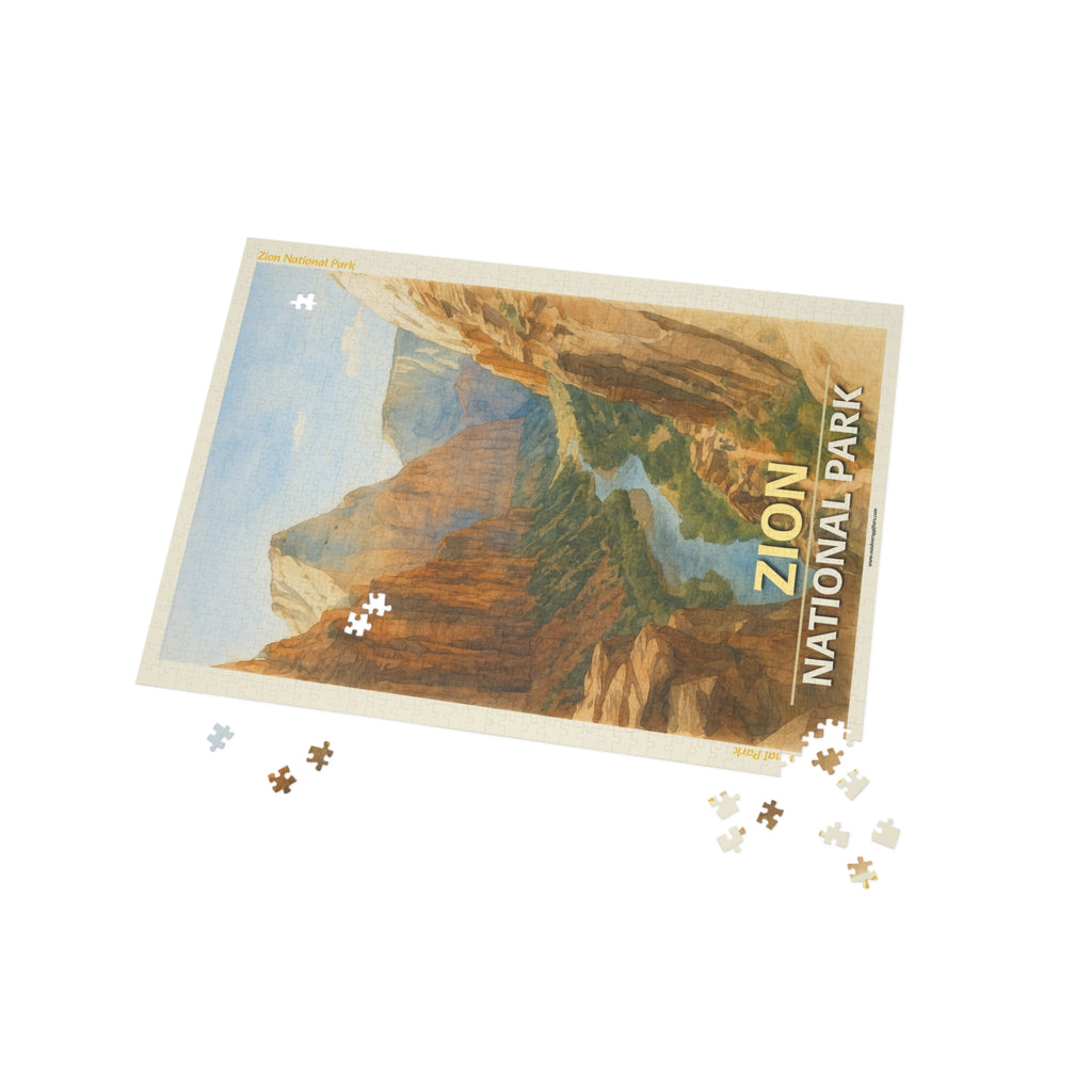 Zion National Park Glowing at Dusk Scenic 1000-Piece Puzzle - Jigsaw Puzzle