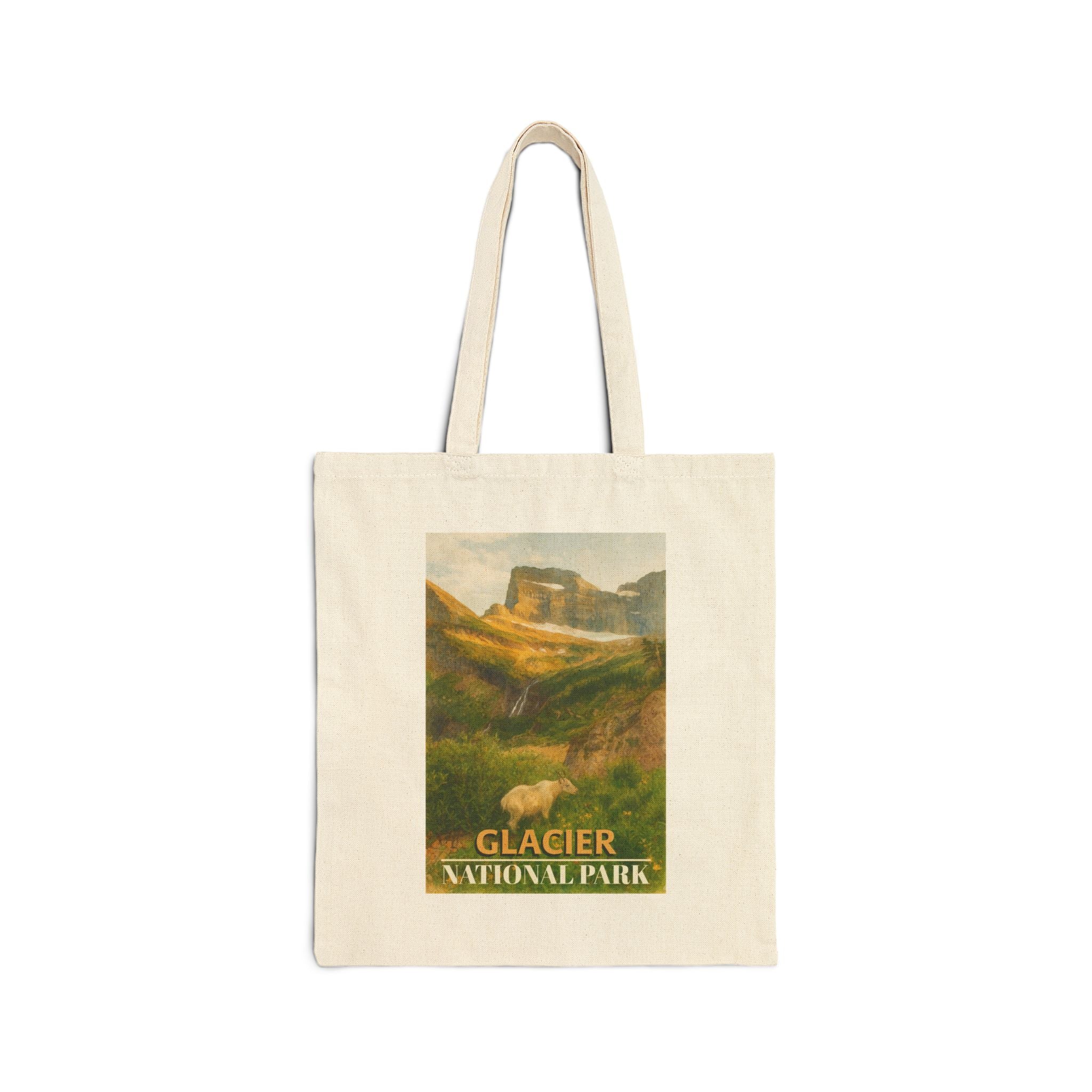 Glacier National Park Mountain Goat with Title Tote Bag, Eco-Friendly Everyday Use, Travel Bag, Gift for Nature Lovers, Sustainable Shopper