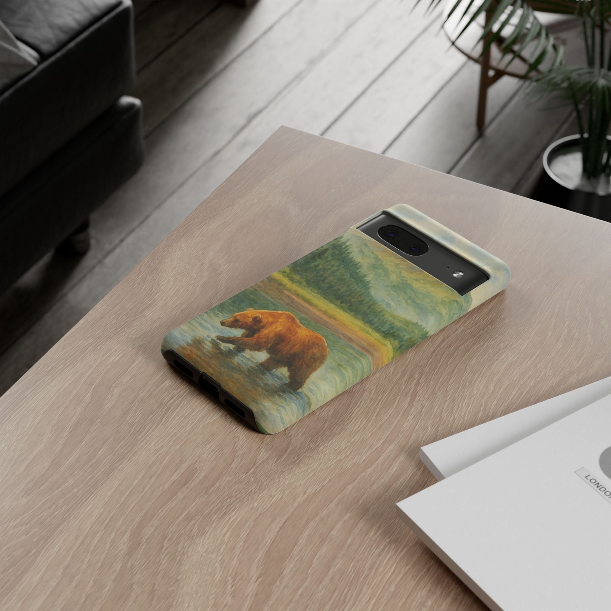 Scenic Bear Phone Case with, Tough & Protective Shell, Nature Lover Gift, Wildlife Art, Outdoor Adventure Accessory