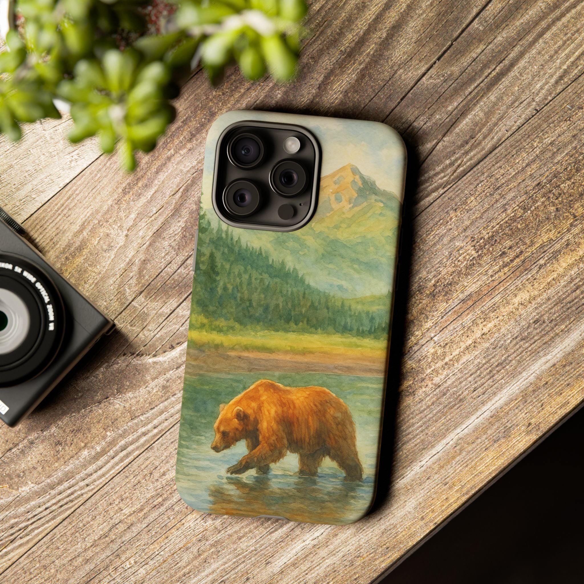 Scenic Bear Phone Case with, Tough & Protective Shell, Nature Lover Gift, Wildlife Art, Outdoor Adventure Accessory