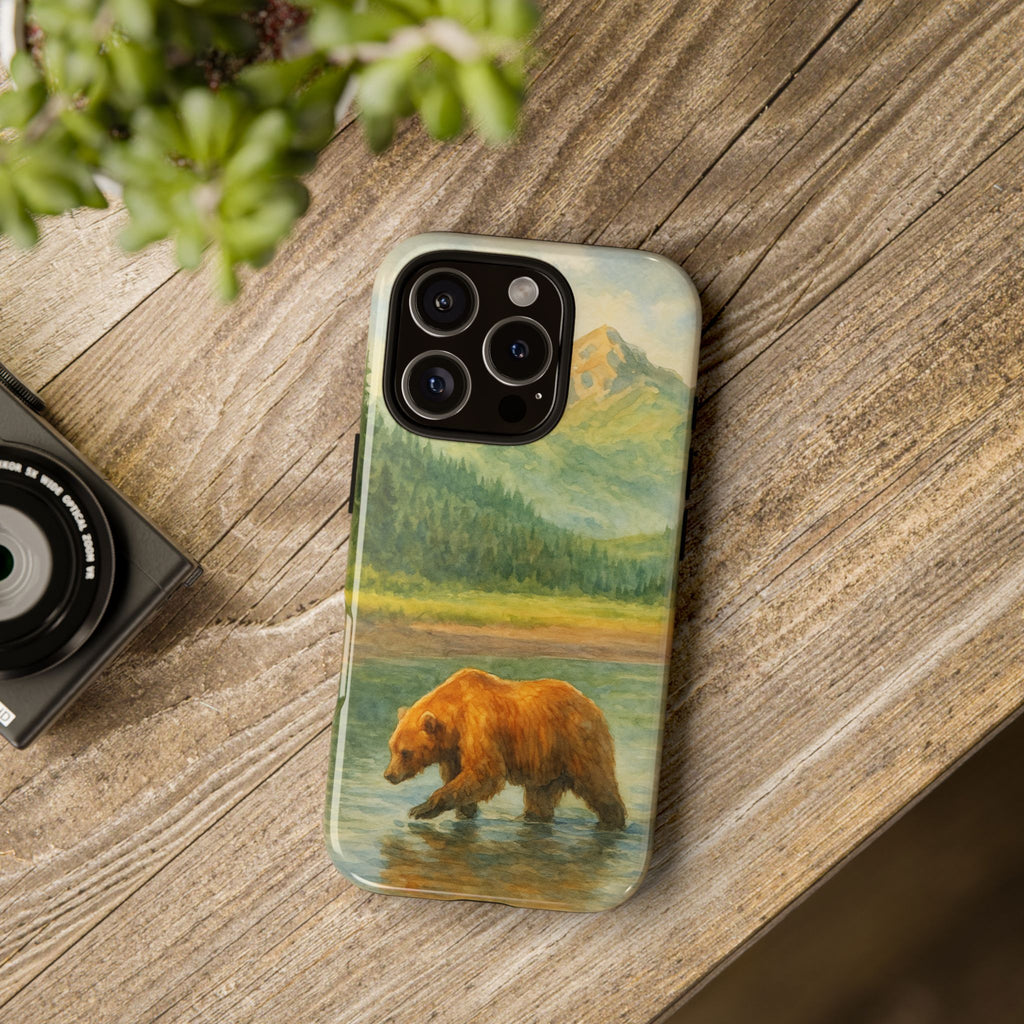 Scenic Bear Phone Case with, Tough & Protective Shell, Nature Lover Gift, Wildlife Art, Outdoor Adventure Accessory