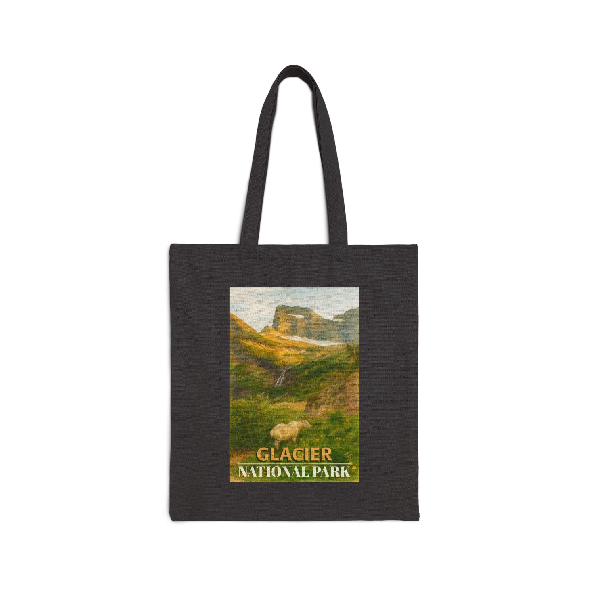 Glacier National Park Mountain Goat with Title Tote Bag, Eco-Friendly Everyday Use, Travel Bag, Gift for Nature Lovers, Sustainable Shopper