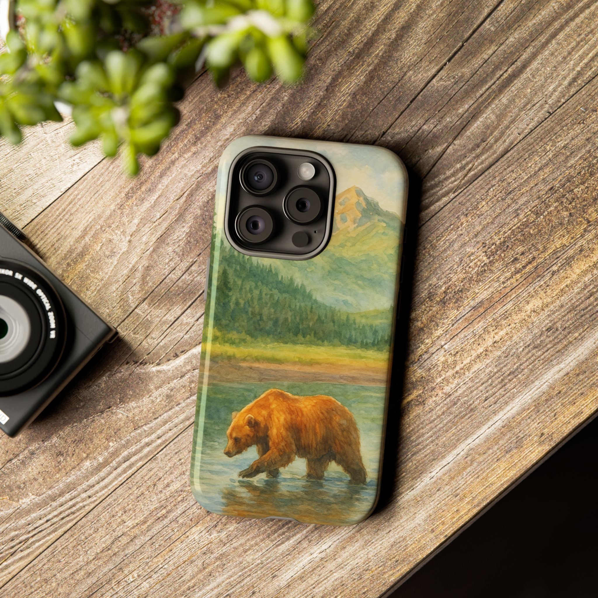 Scenic Bear Phone Case with, Tough & Protective Shell, Nature Lover Gift, Wildlife Art, Outdoor Adventure Accessory
