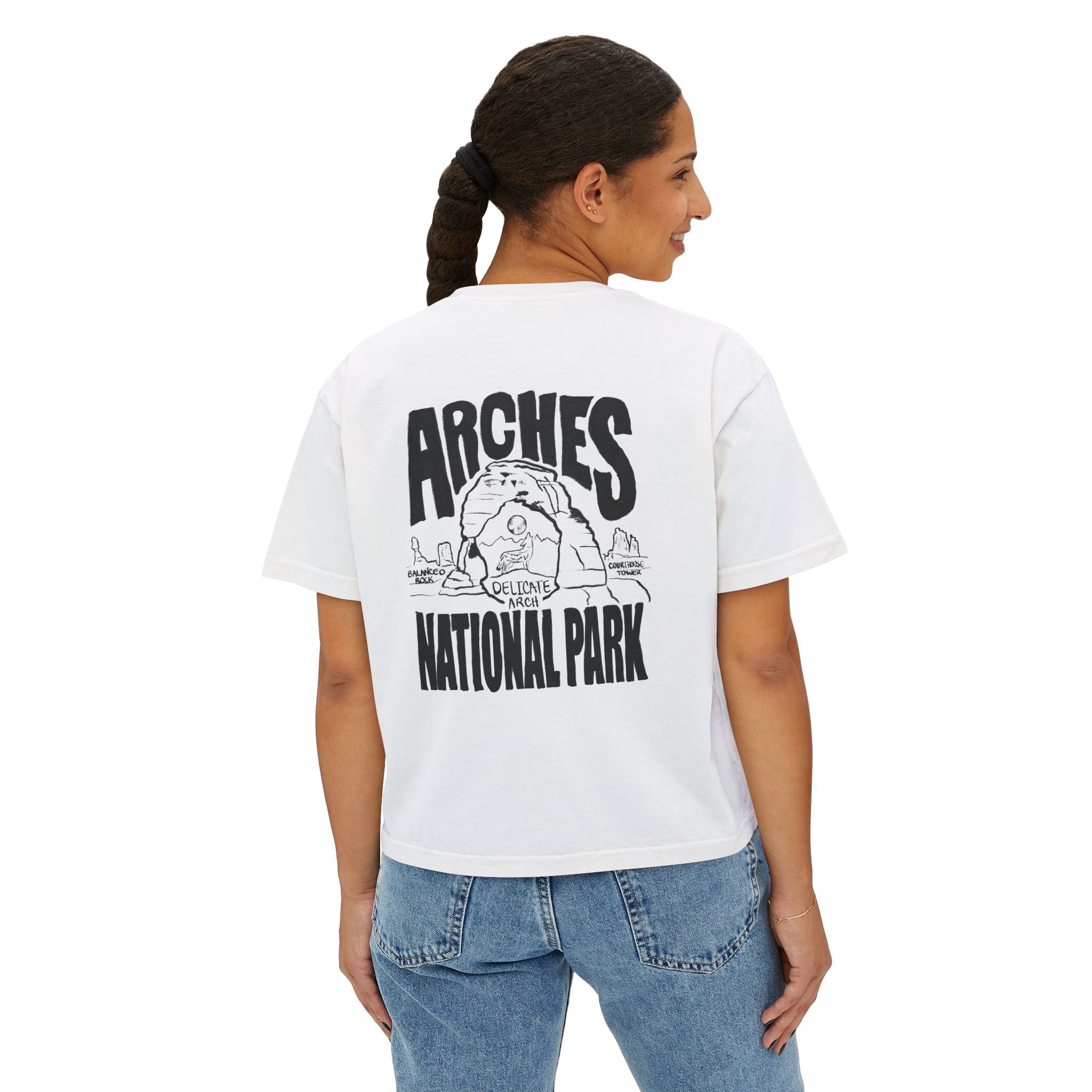 National Park Boxy Tee - Delicate Arch Design for Women