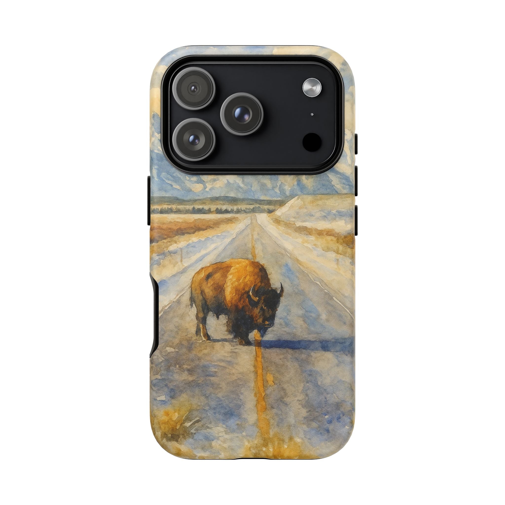 Grand Teton National Park Wild Bison Road Phone Case - Perfect Gift for Nature Lovers and Park Enthusiasts