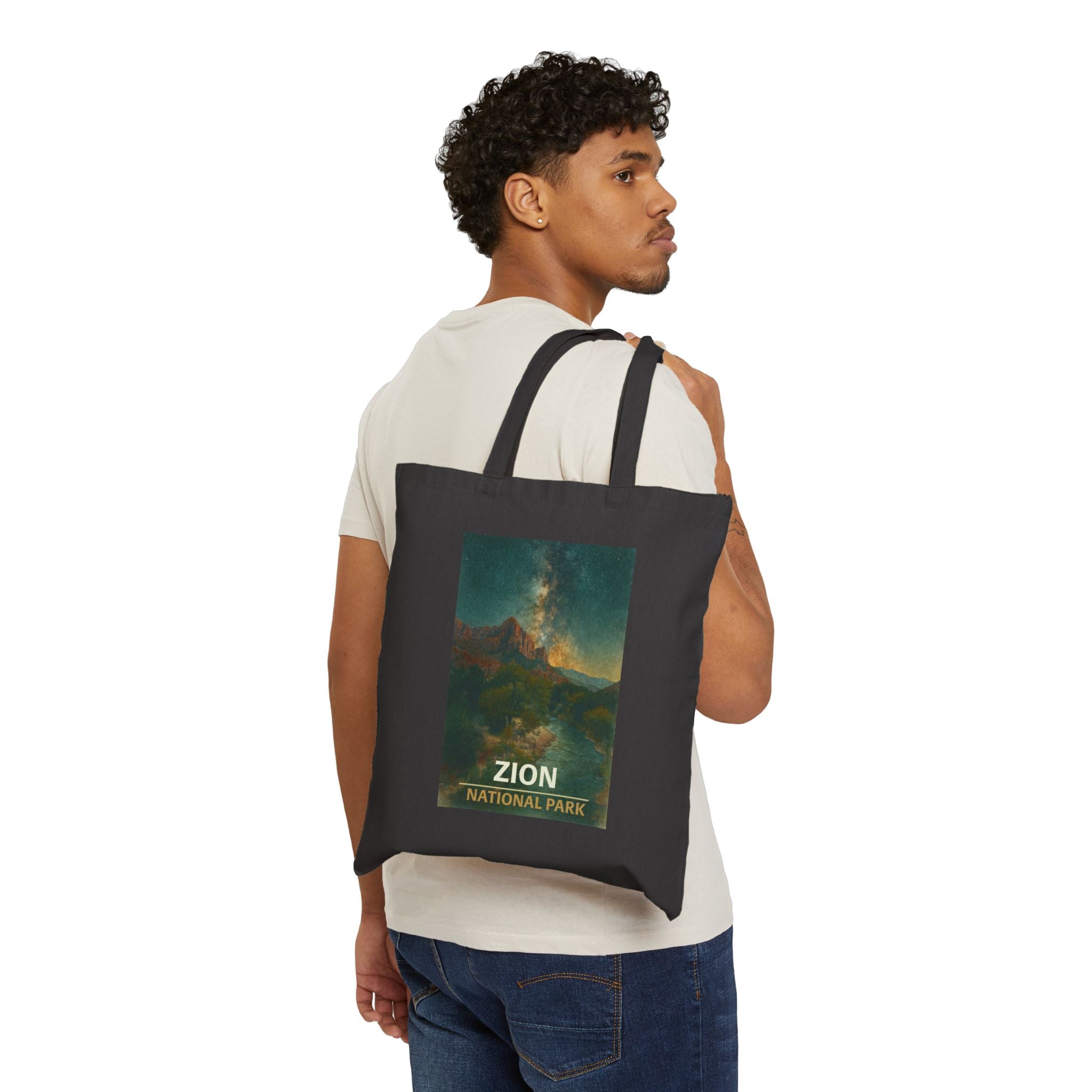 Zion National Park Galaxy with Title Tote Bag, Eco-Friendly Bag, Travel Tote, Gift for Nature Lovers, Hiking Accessory, Stylish Shopping Bag