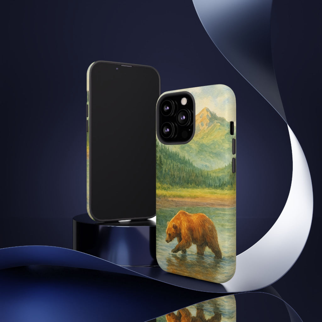 Scenic Bear Phone Case with, Tough & Protective Shell, Nature Lover Gift, Wildlife Art, Outdoor Adventure Accessory