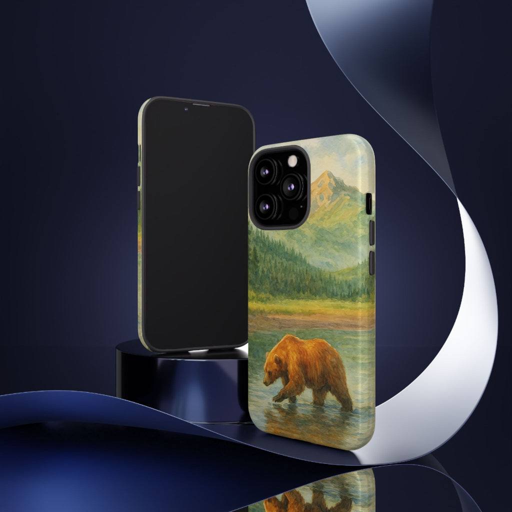 Scenic Bear Phone Case with, Tough & Protective Shell, Nature Lover Gift, Wildlife Art, Outdoor Adventure Accessory