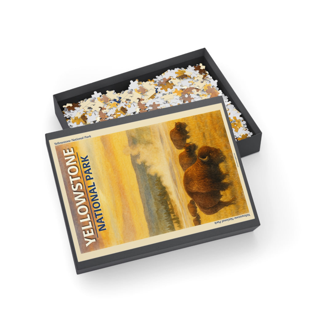 Yellowstone National Park Wild Bison Scenic 1000-Piece Puzzle - Jigsaw Puzzle