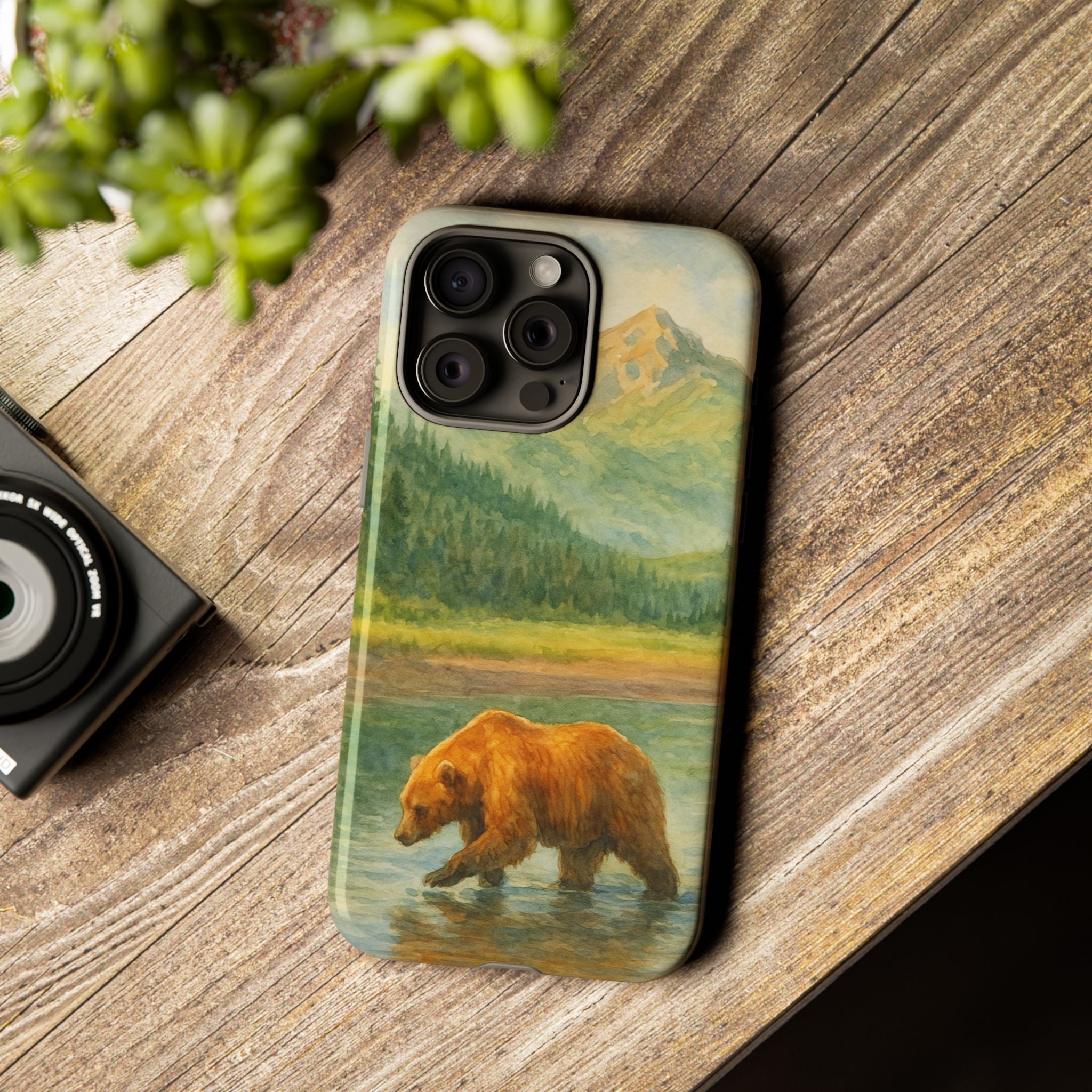 Scenic Bear Phone Case with, Tough & Protective Shell, Nature Lover Gift, Wildlife Art, Outdoor Adventure Accessory