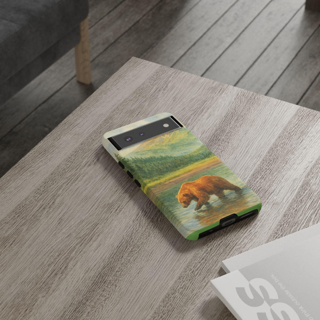 Scenic Bear Phone Case with, Tough & Protective Shell, Nature Lover Gift, Wildlife Art, Outdoor Adventure Accessory