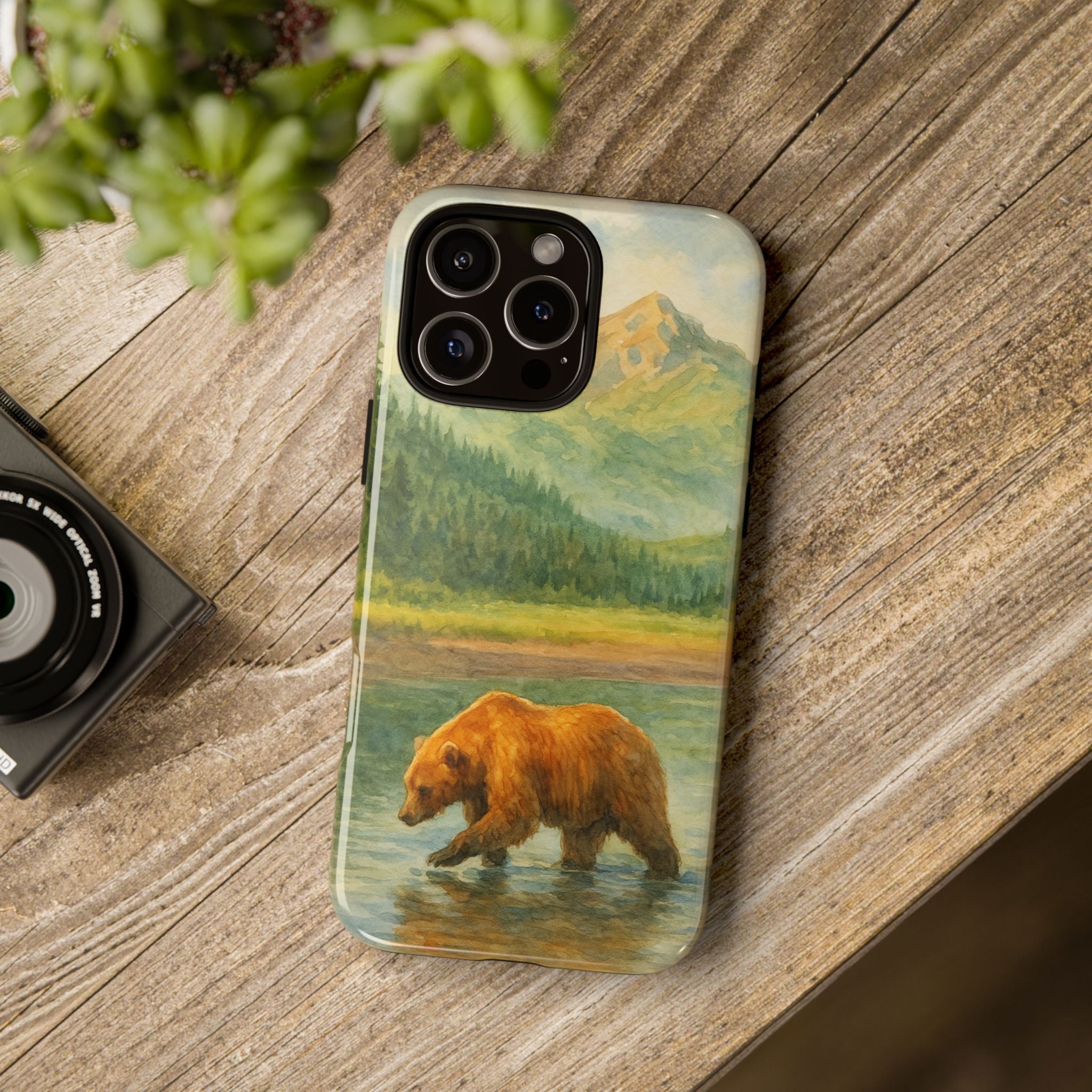 Scenic Bear Phone Case with, Tough & Protective Shell, Nature Lover Gift, Wildlife Art, Outdoor Adventure Accessory