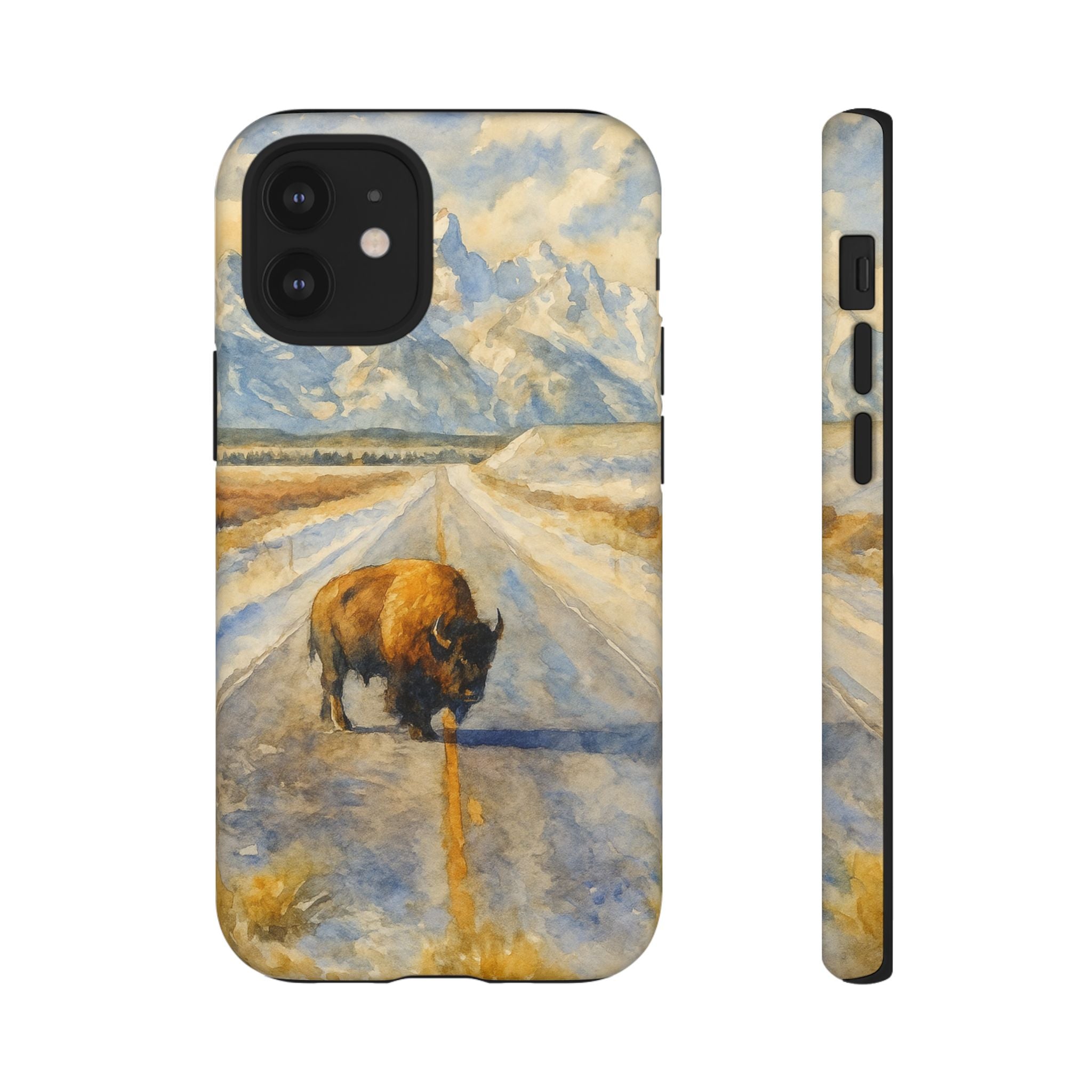 Grand Teton National Park Wild Bison Road Phone Case - Perfect Gift for Nature Lovers and Park Enthusiasts