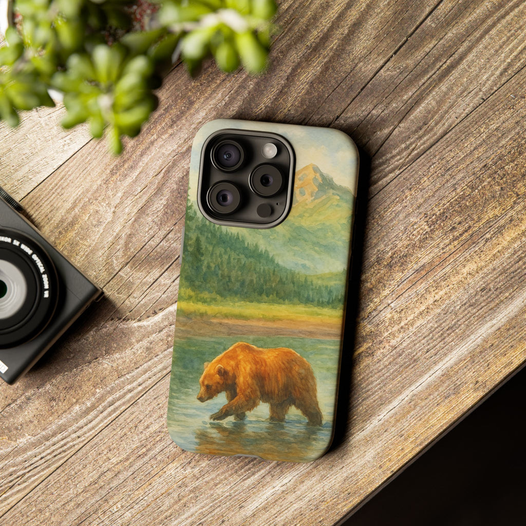 Scenic Bear Phone Case with, Tough & Protective Shell, Nature Lover Gift, Wildlife Art, Outdoor Adventure Accessory