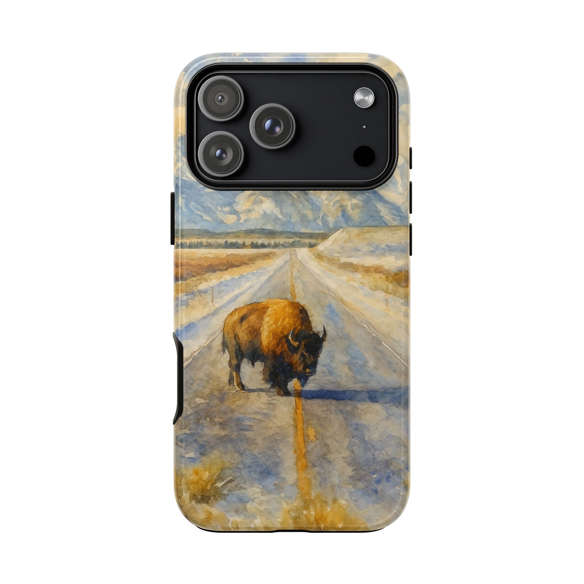 Grand Teton National Park Wild Bison Road Phone Case - Perfect Gift for Nature Lovers and Park Enthusiasts