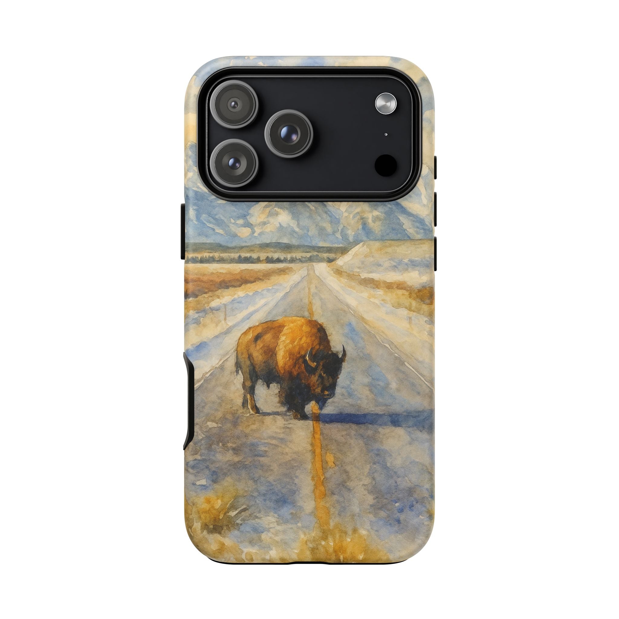 Grand Teton National Park Wild Bison Road Phone Case - Perfect Gift for Nature Lovers and Park Enthusiasts