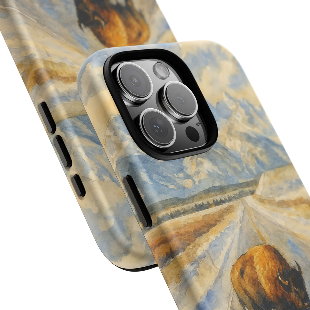 Grand Teton National Park Wild Bison Road Phone Case - Perfect Gift for Nature Lovers and Park Enthusiasts