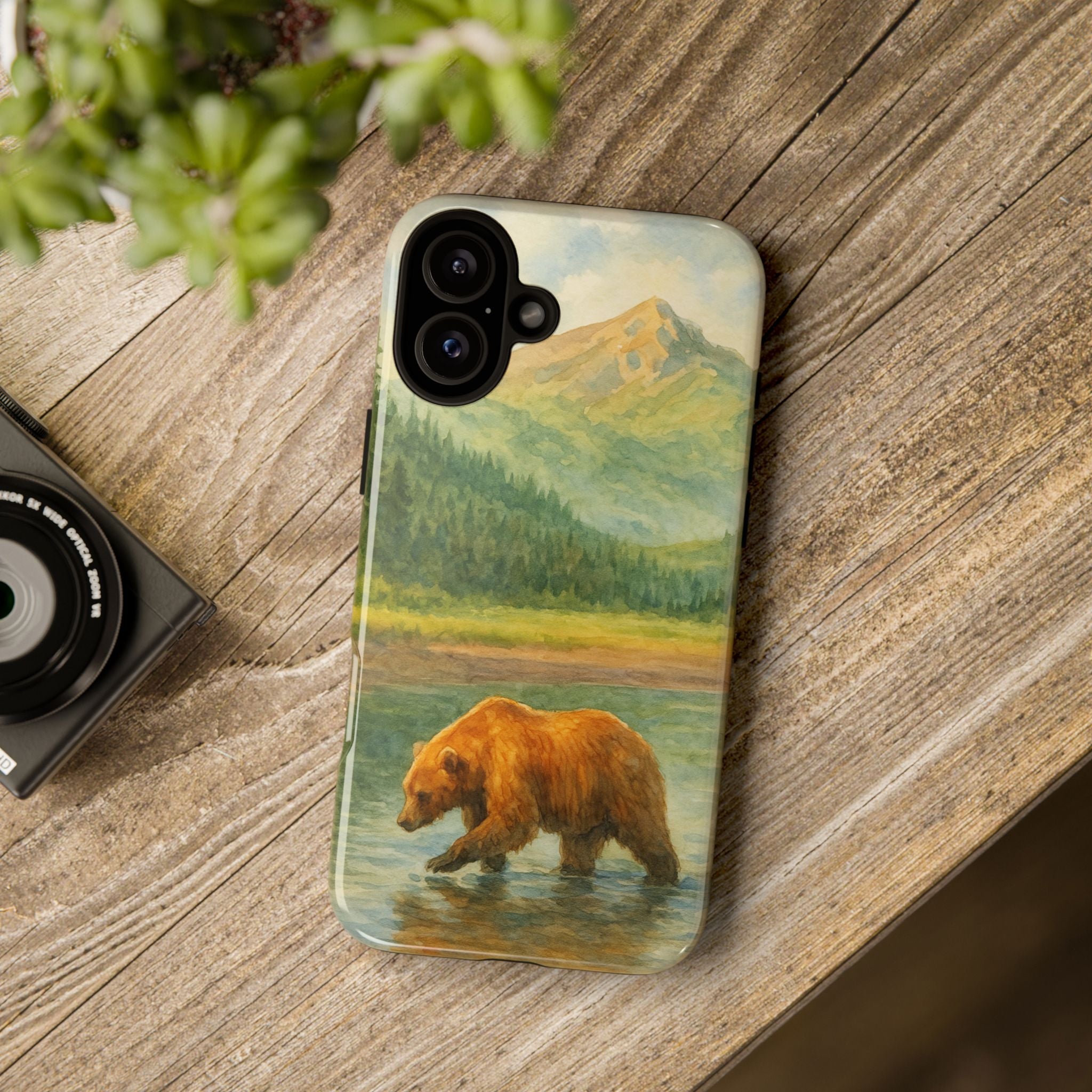 Scenic Bear Phone Case with, Tough & Protective Shell, Nature Lover Gift, Wildlife Art, Outdoor Adventure Accessory