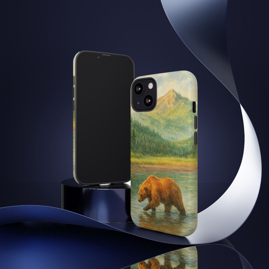 Scenic Bear Phone Case with, Tough & Protective Shell, Nature Lover Gift, Wildlife Art, Outdoor Adventure Accessory