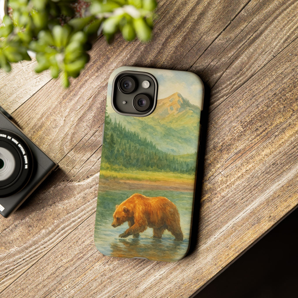 Scenic Bear Phone Case with, Tough & Protective Shell, Nature Lover Gift, Wildlife Art, Outdoor Adventure Accessory