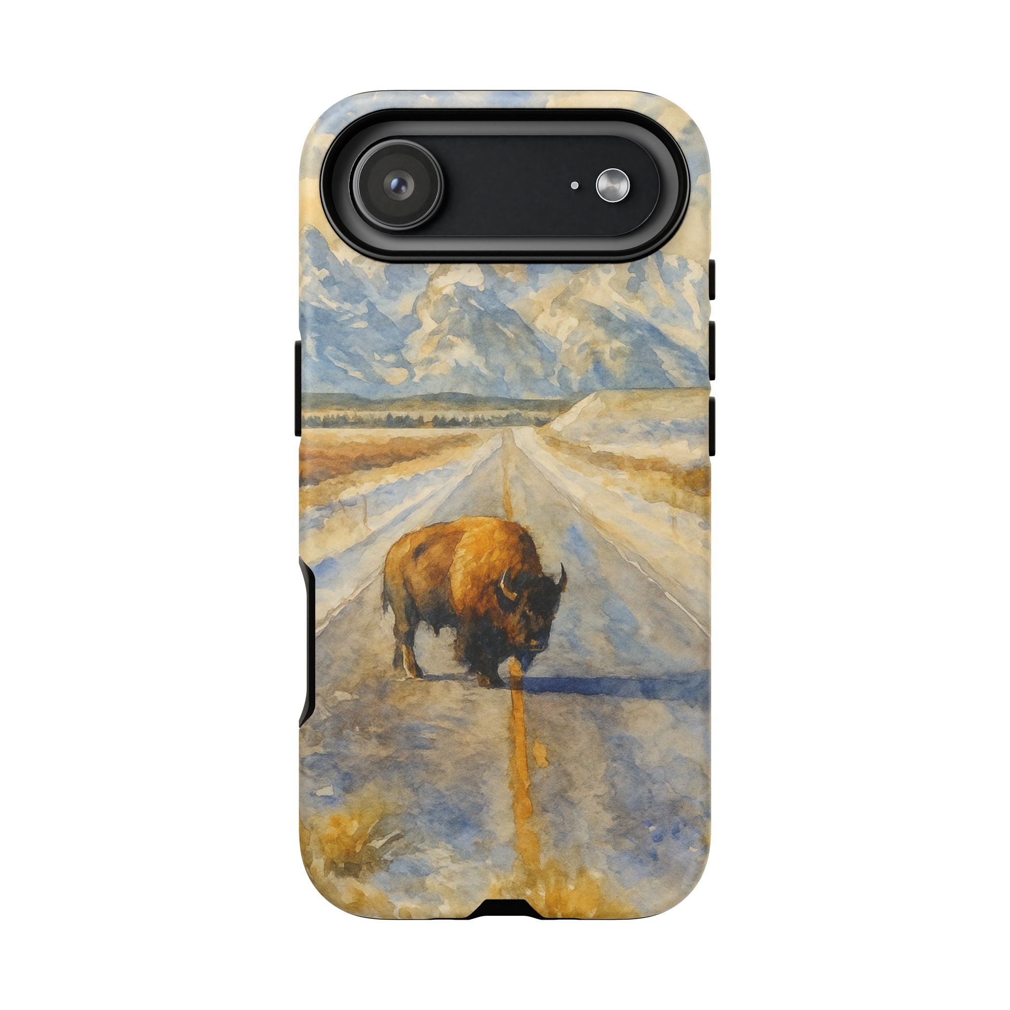 Grand Teton National Park Wild Bison Road Phone Case - Perfect Gift for Nature Lovers and Park Enthusiasts