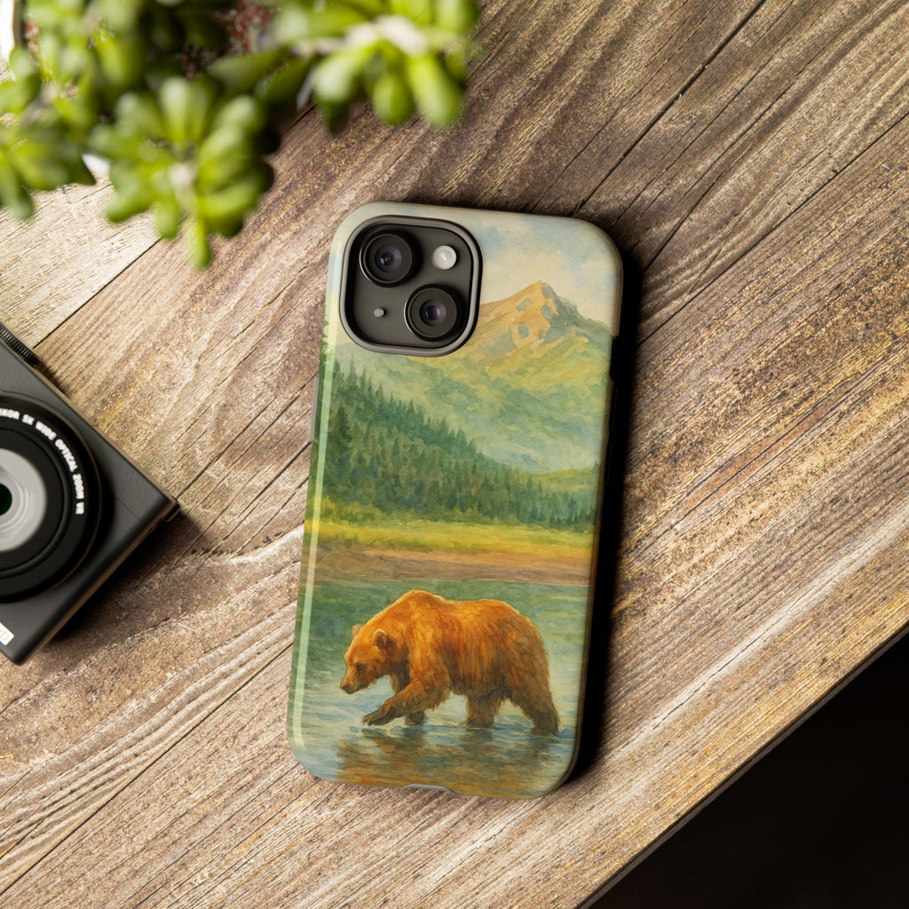 Scenic Bear Phone Case with, Tough & Protective Shell, Nature Lover Gift, Wildlife Art, Outdoor Adventure Accessory